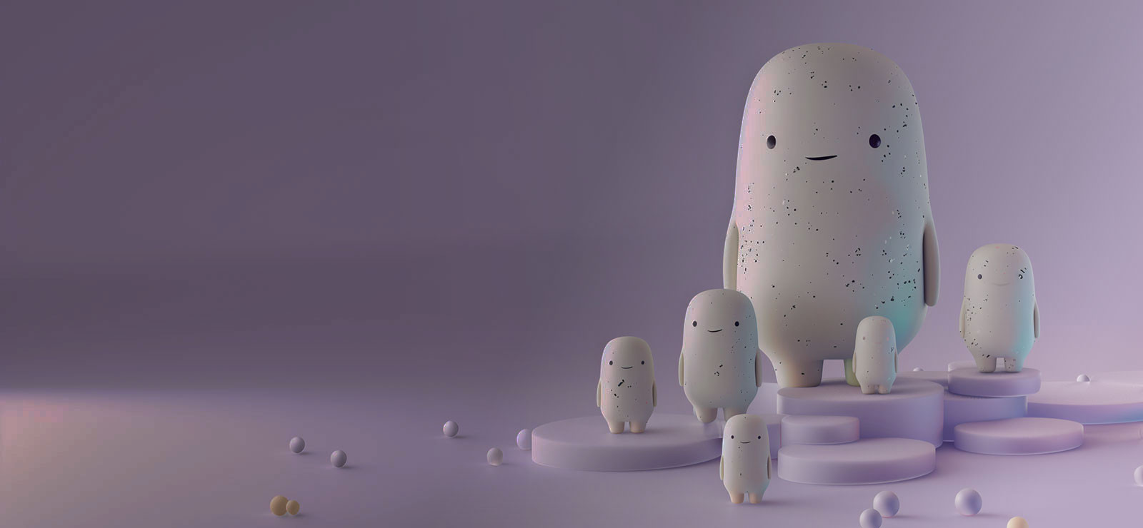 A group of stone figures of different sizes